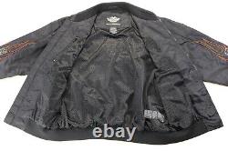 Harley davidson mens jacket XL black nylon flames bar shield riding bomber zip