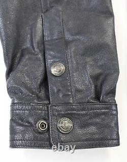 Harley davidson mens jacket shirt XL 2XL black leather snap lined biker vintage