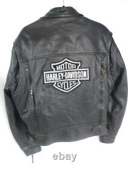 Harley davidson mens leather jacket L black nevada 98122-98VM bar shield liner