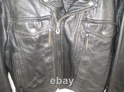 Harley davidson mens leather jacket L black nevada 98122-98VM bar shield liner