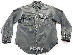 Harley davidson mens leather shirt jacket S Classic black snap lined pockets bar
