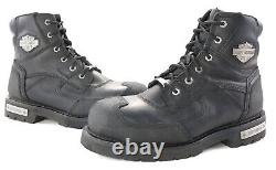 Harley davidson mens leather steel toe boots 11 black Zak lace ankle bar D93497