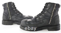 Harley davidson mens leather steel toe boots 11 black Zak lace ankle bar D93497