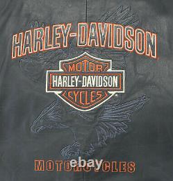 Harley davidson mens leather vest 3XL black Driving Force bar snap eagle orange