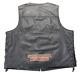 Harley Davidson Mens Leather Vest Xl Black Orange Pathway Snap Bar Shield Soft