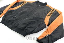 Harley davidson mens nylon bomber jacket 2XL black orange zip Bar Shield Racing