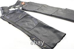 Harley davidson mens riding chaps S black leather stock biker pants bar shield