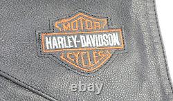 Harley davidson mens riding chaps S black leather stock biker pants bar shield