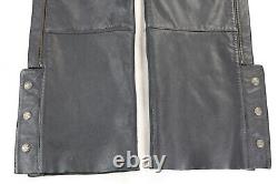 Harley davidson mens riding chaps S black leather stock biker pants bar shield