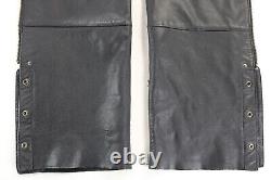 Harley davidson mens riding chaps S black leather stock biker pants bar shield