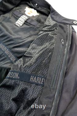Harley davidson mens riding jacket 2XL black mesh armor bar shield reflective