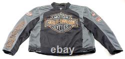 Harley davidson mens riding jacket L black gray mesh pre luxe bar shield stock