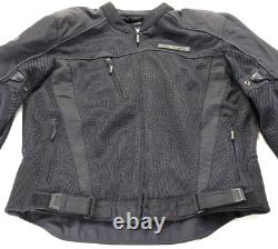 Harley davidson mens riding jacket L black mesh reflective armor bar shield zip