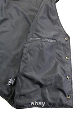 Harley davidson mens vest 2XL black leather Stock bar shield snap 98150-06VM guc