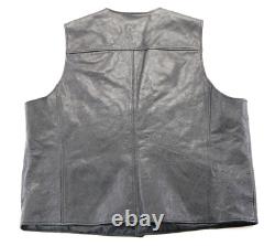 Harley davidson mens vest 2XL black leather Stock bar shield snap 98150-06VM guc