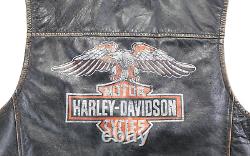 Harley davidson mens vest 2XL slim brown retro zip legendary eagle bar shield