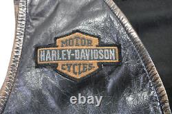 Harley davidson mens vest 2XL slim brown retro zip legendary eagle bar shield