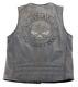 Harley Davidson Mens Vest S Black Leather Willie G Reflective Skull Riding Bar