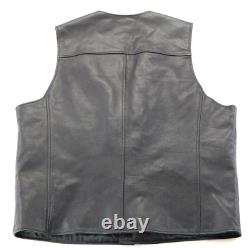 Harley davidson mens vest XL black leather Stock bar shield snap 98150-06VM guc