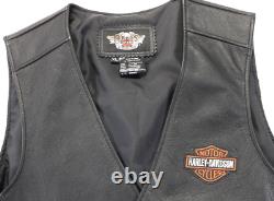 Harley davidson mens vest XL black leather Stock bar shield snap 98150-06VM nwt