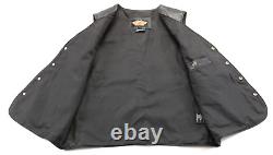 Harley davidson mens vest XL black leather snap bar shield vintage Basic Skins