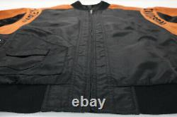Harley davidson racing jacket M nylon black orange bar shield 97068-00V zip up