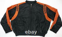 Harley davidson racing jacket XL nylon black orange bar shield 97068-00V zip