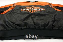 Harley davidson racing jacket XL nylon black orange bar shield 97068-00V zip