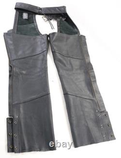 Harley davidson womens chaps M black leather riding pants stock biker bar shield