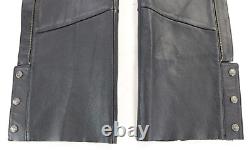 Harley davidson womens chaps M black leather riding pants stock biker bar shield