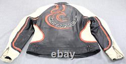 Harley davidson womens jacket 2W 2XL black cream orange leather Stylus eagle bar