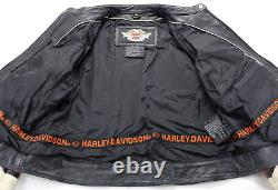 Harley davidson womens jacket 2W 2XL black cream orange leather Stylus eagle bar