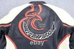 Harley davidson womens jacket 2W 2XL black cream orange leather Stylus eagle bar