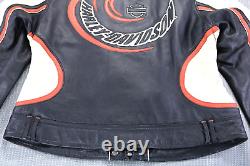 Harley davidson womens jacket 2W 2XL black cream orange leather Stylus eagle bar