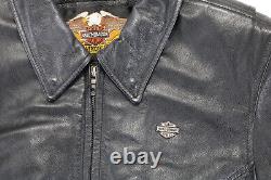 Harley davidson womens jacket L black leather Pathway pockets zip bar shield vtg