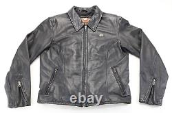 Harley davidson womens jacket L black leather Pathway pockets zip bar shield vtg