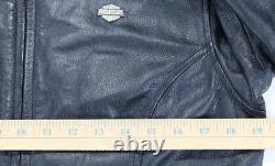 Harley davidson womens jacket L black leather Pathway pockets zip bar shield vtg