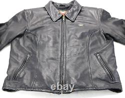 Harley davidson womens jacket L black leather Pathway pockets zip bar shield vtg