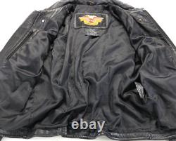 Harley davidson womens jacket L black leather Pathway pockets zip bar shield vtg