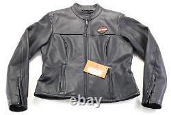 Harley davidson womens jacket L black leather Stock bar shield classic basic nwt