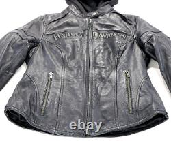 Harley davidson womens jacket S black leather hoodie liner armor bar shield soft