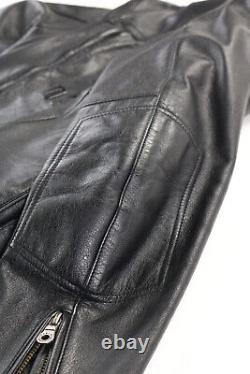 Harley davidson womens jacket S black leather vents zip bar shield vintage vtg