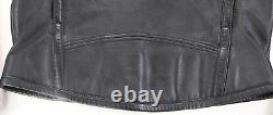 Harley davidson womens jacket S black leather vents zip bar shield vintage vtg