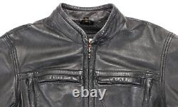 Harley davidson womens jacket S black leather vents zip bar shield vintage vtg