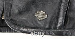 Harley davidson womens jacket S black leather vents zip bar shield vintage vtg