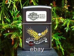 Japanese Harley Davidson Zippo Lighter Flaming Eagle Wings Bar and Shield