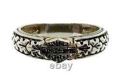 Ladies Harley Davidson. 925 Sterling Silver and 10k Gold Bar and Shield ring B3