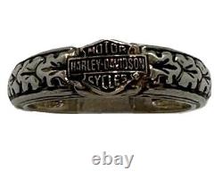 Ladies Harley Davidson. 925 Sterling Silver and 10k Gold Bar and Shield ring B3