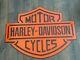 Large Harley-davidson Motorcycles 33x25 Bar Shield Heavy Metal Sign Mint Condt