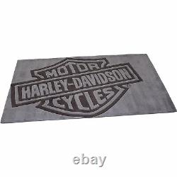Large Harley-Davidson Bar & Shield Handmade Area Rug, Gray 8ft. L x 5ft. W